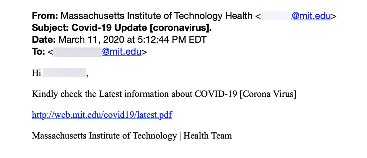 Coronavirus as the main theme for phishing campaigns