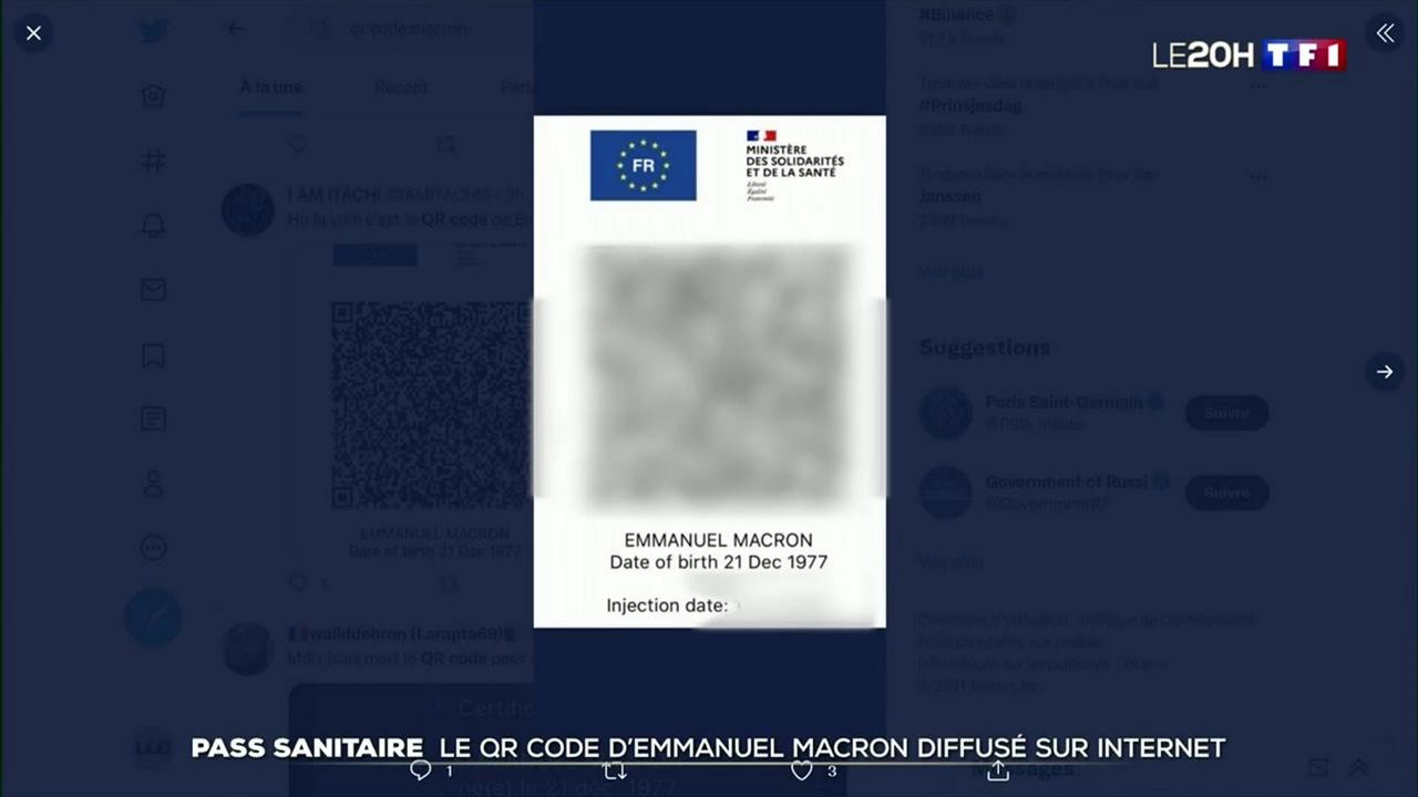 Pass sanitaire : le QR code d’Emmanuel Macron piraté et publié en ligne