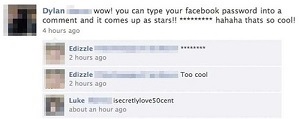 Mot de passe Facebook commentaire étoilé