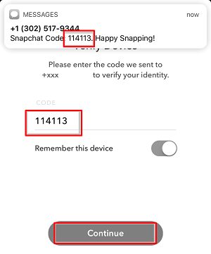 SMS from snapchat